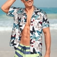 thumbnail image 7 of Vsdgher Butterfly Print Men's Hawaiian Shirts Button Down Tropical Holiday Beach Shirts Vacation Clothes,Large, 7 of 7