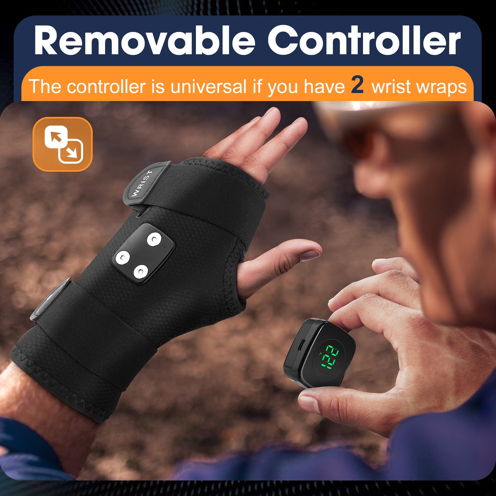 Flaremore Heated Wrist Wrap with Thumb Support, Adjustable Heating Pad for Carpal Tunnel Relief, Left Hand, One Size