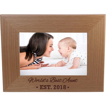 World's Best Aunt EST. 2018 4-inch x 6-Inch Wood Picture (In Flames Best Of)