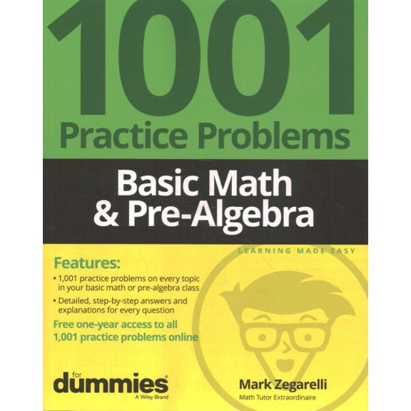 Pre-Owned Basic Math & Pre-Algebra: 1001 Practice Problems For Dummies (+ Free Online Practice) Paperback