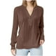 thumbnail image 2 of Conjuntos de maestra/o,Camiseta de manga larga con cuello en V para mujer, blusa informal de poliéster, top liso para uso diario, sopatenor, 2 of 7