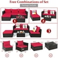 thumbnail image 6 of Barara King Outside Patio Conversation Sets, Patio Furniture Set,5 Pieces Patio Rattan Sectional Furniture Set with Cushions and Coffee Table-Red, 6 of 9