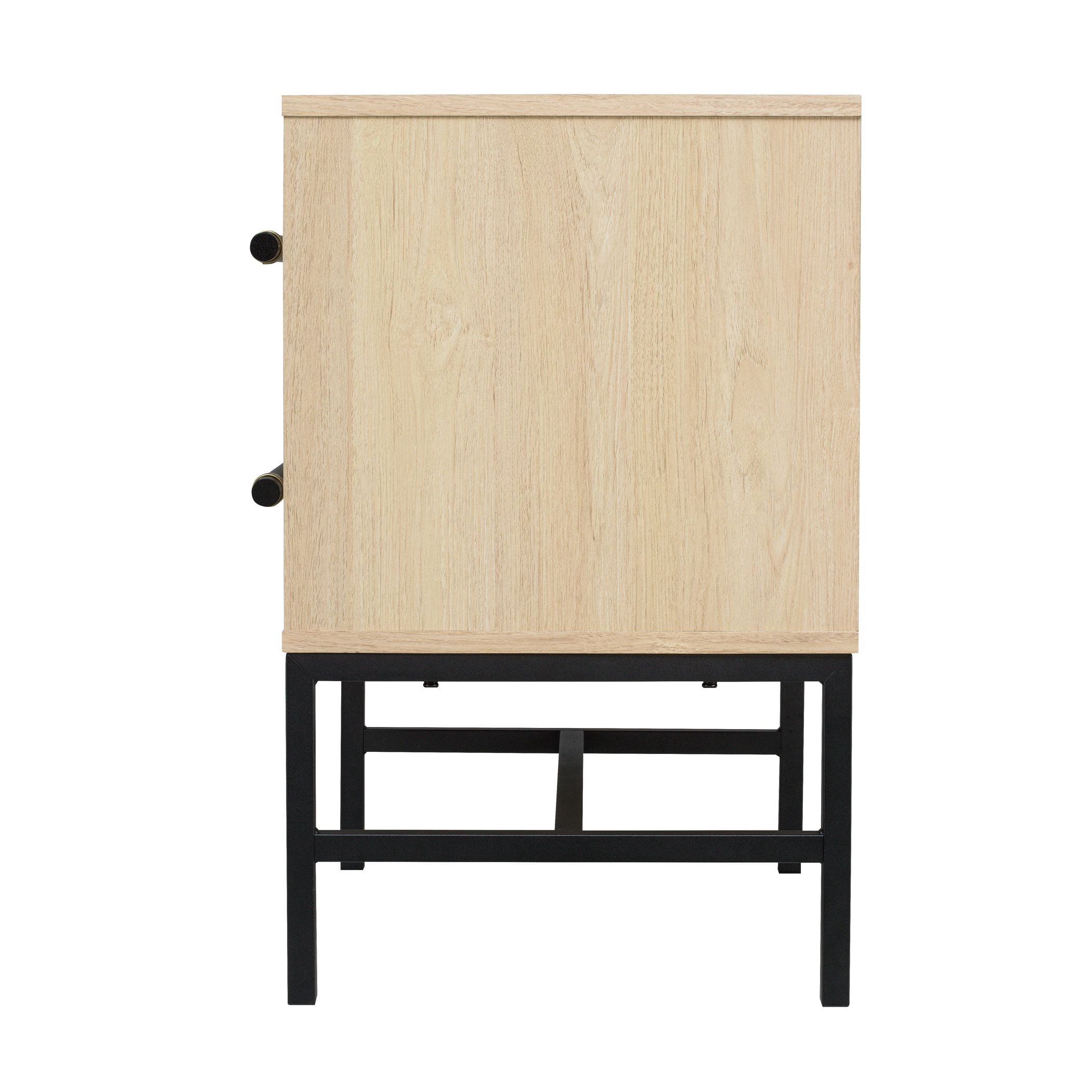 Hopper Studio Sophia 2-Drawer Nightstand in Natural Oak Finish with Rattan Drawers for Adult