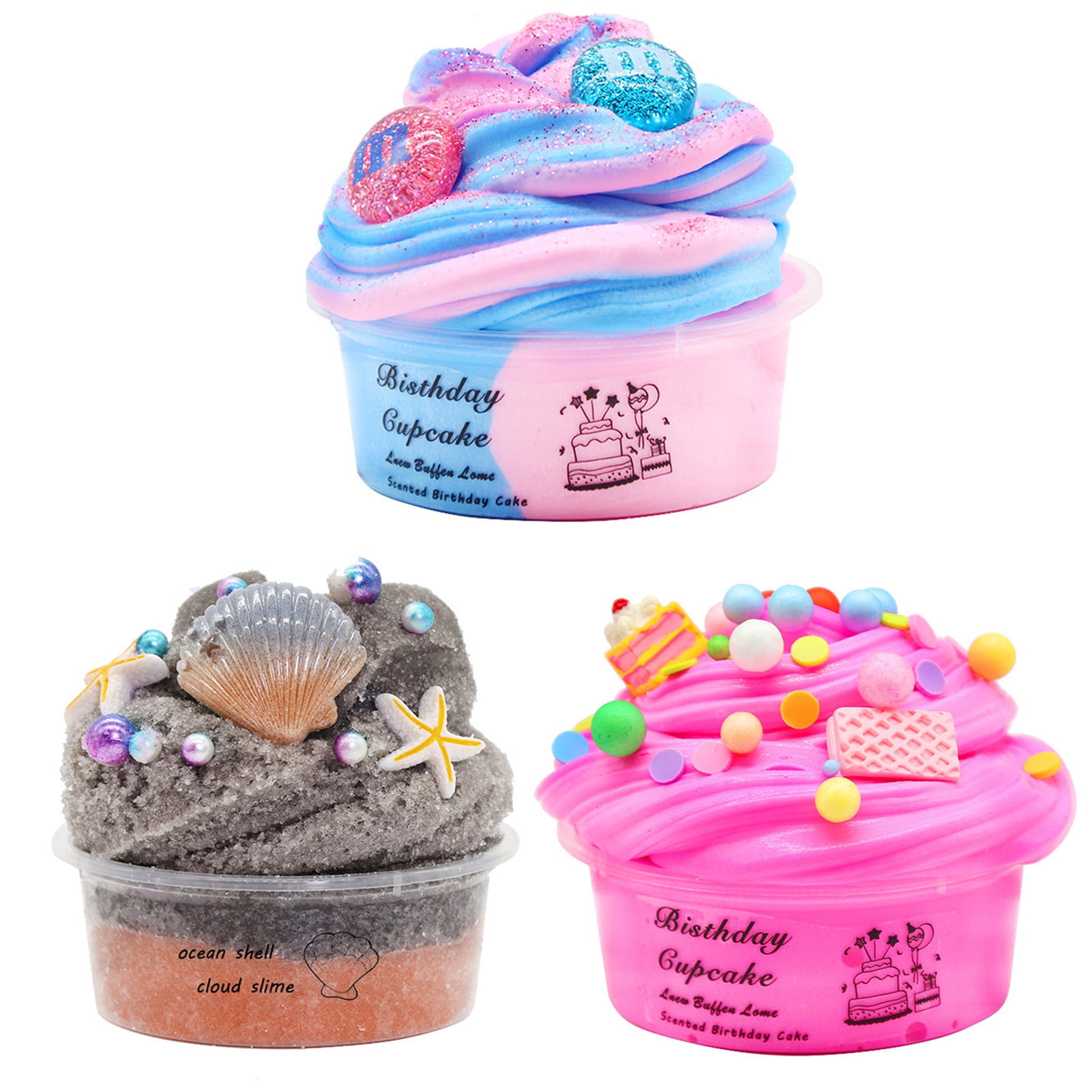 12 Pack Cloud Slime Kit, DIY Stress Relief Toy Cake Slime with Cute Slime  Charms