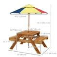 thumbnail image 3 of Outsunny Table de Pique-Nique pour Enfants 3-en-1 Table de Sable et d'Eau avec Parapluie Pliable, 3 of 10