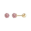 Brilliance Fine Jewelry Pink Crystals 4.8MM Studs Earrings in 10K Yellow Gold