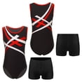 thumbnail image 2 of iiniim Kids Girl Boy Dance Leotard Sleeveless Unitard Biketard Bodysuit with Shorts Gymnastics Jumpsuit A Red&Black 14, 2 of 7