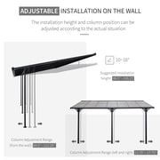 Outsunny 14.5' x 10' Transparent Wall Pergola, UV Blocking Awning, Gray