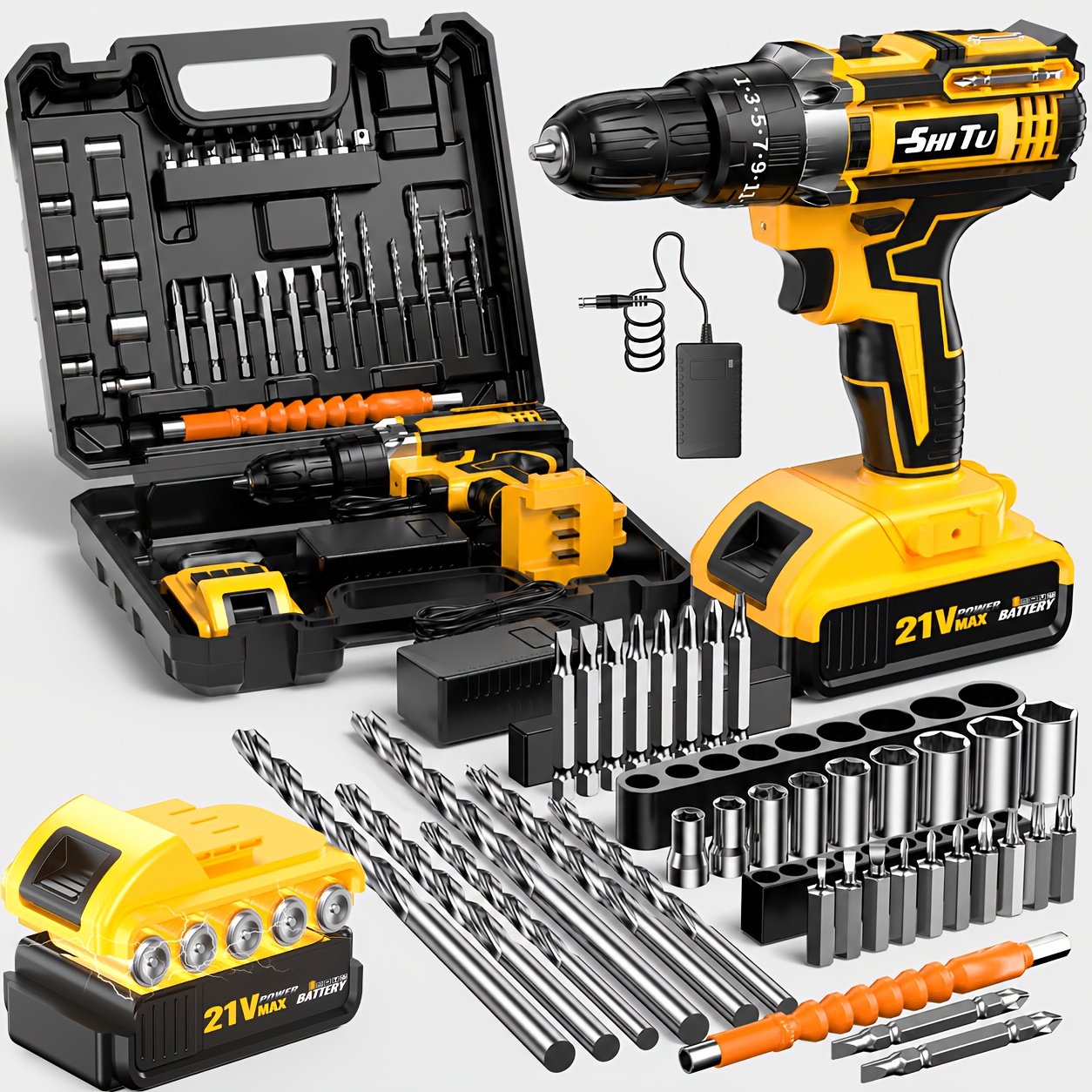 DGB 21V Cordless Drill Driver, Heavy-Duty Power Drill for Construction, Renovation & Industrial Projects