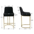 thumbnail image 2 of Dayalane Counter Height Bar Stools Set of 2, Velvet Upholstered Kitchen Barstools with Back and Gold Base, 26 " Modern Elegant Island Chairs for Restaurant Bar Dining Room, Black, 2 of 9