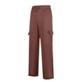 thumbnail image 3 of BiZtdJrK Baggy Sweatpants for Men Casual Open Bottom Wide Leg Track Pants Solid Color Multi Pockets Cargo Trousers Winter Clothes, Wine, L, 3 of 7