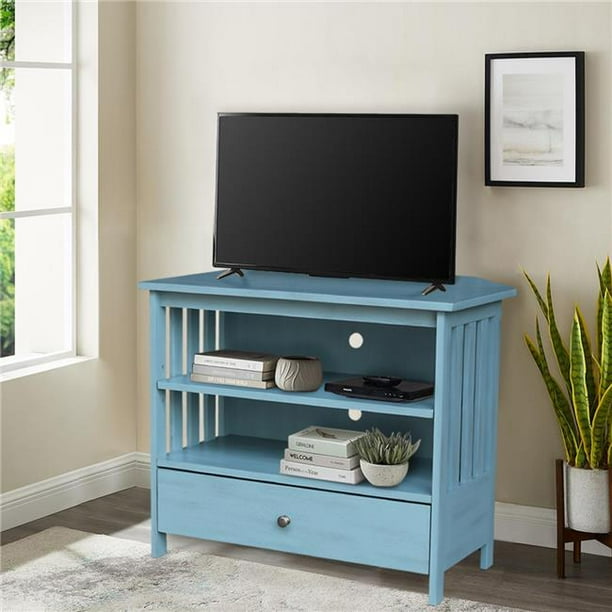 Mission Corner TV Stand Ocean Blue Antique Rubbed Walmart