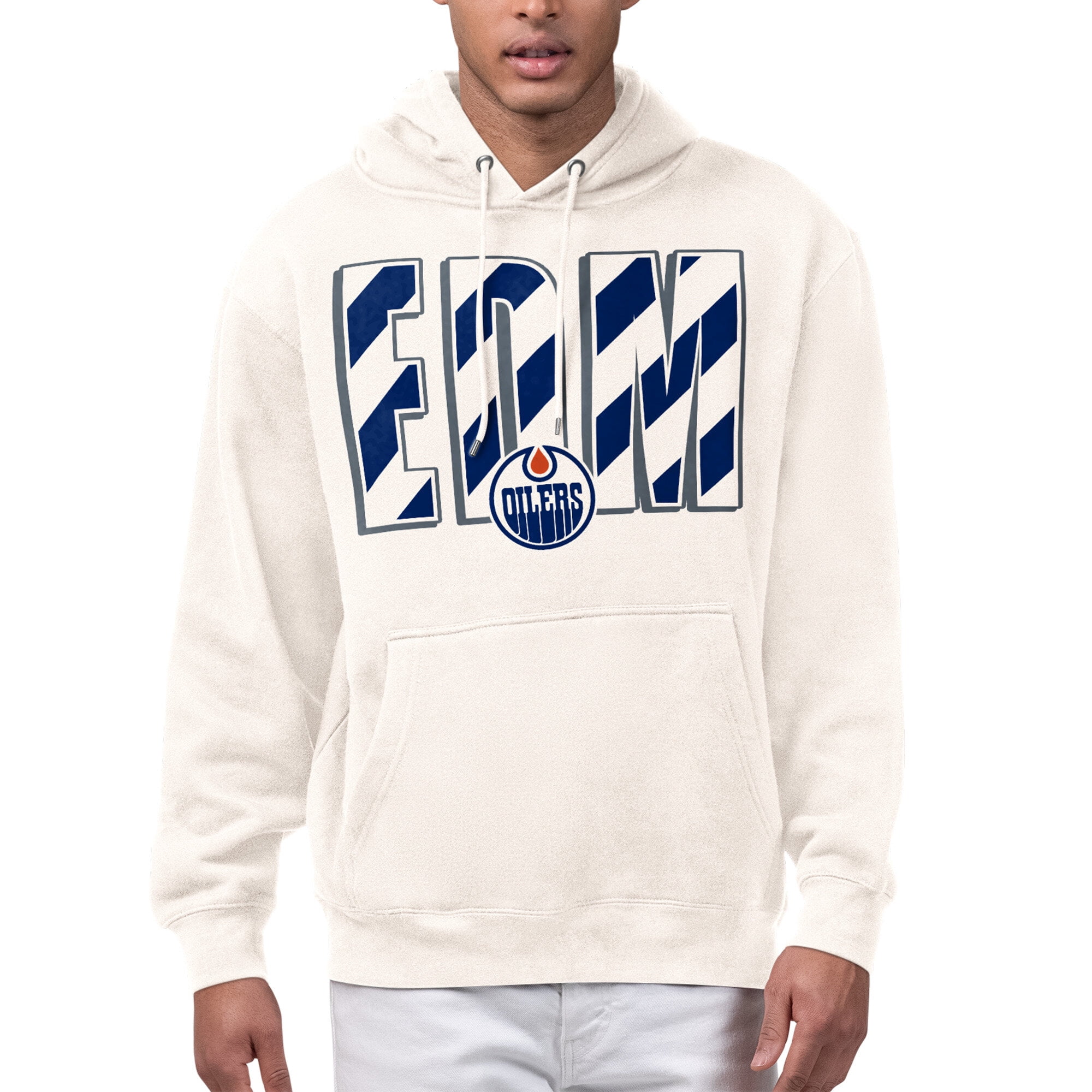 Men's Starter Cream Edmonton Oilers City Abbreviation Fleece Hoodie