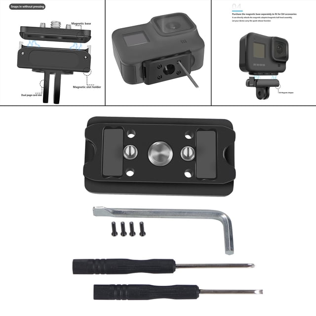 Adaptador de trípode de carga para Action 2, Base de fuente de alimentación magnética 1/4 y adaptador de montaje de cámara de acción, accesorios Yotijar montaje de la cámara