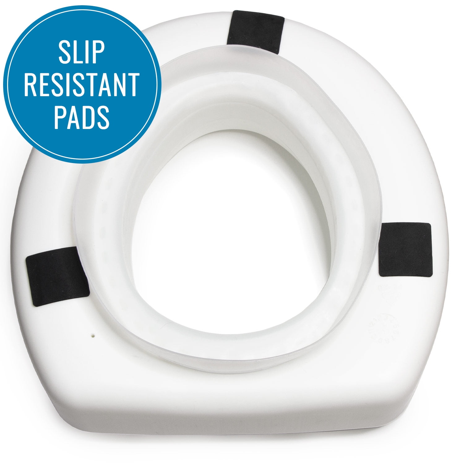 HealthSmart 5" Raised Toilet Seat Riser, Round, Slip-Resistant Pads, Portable Bathroom Safety Aid for Seniors, 300 lb Capacity