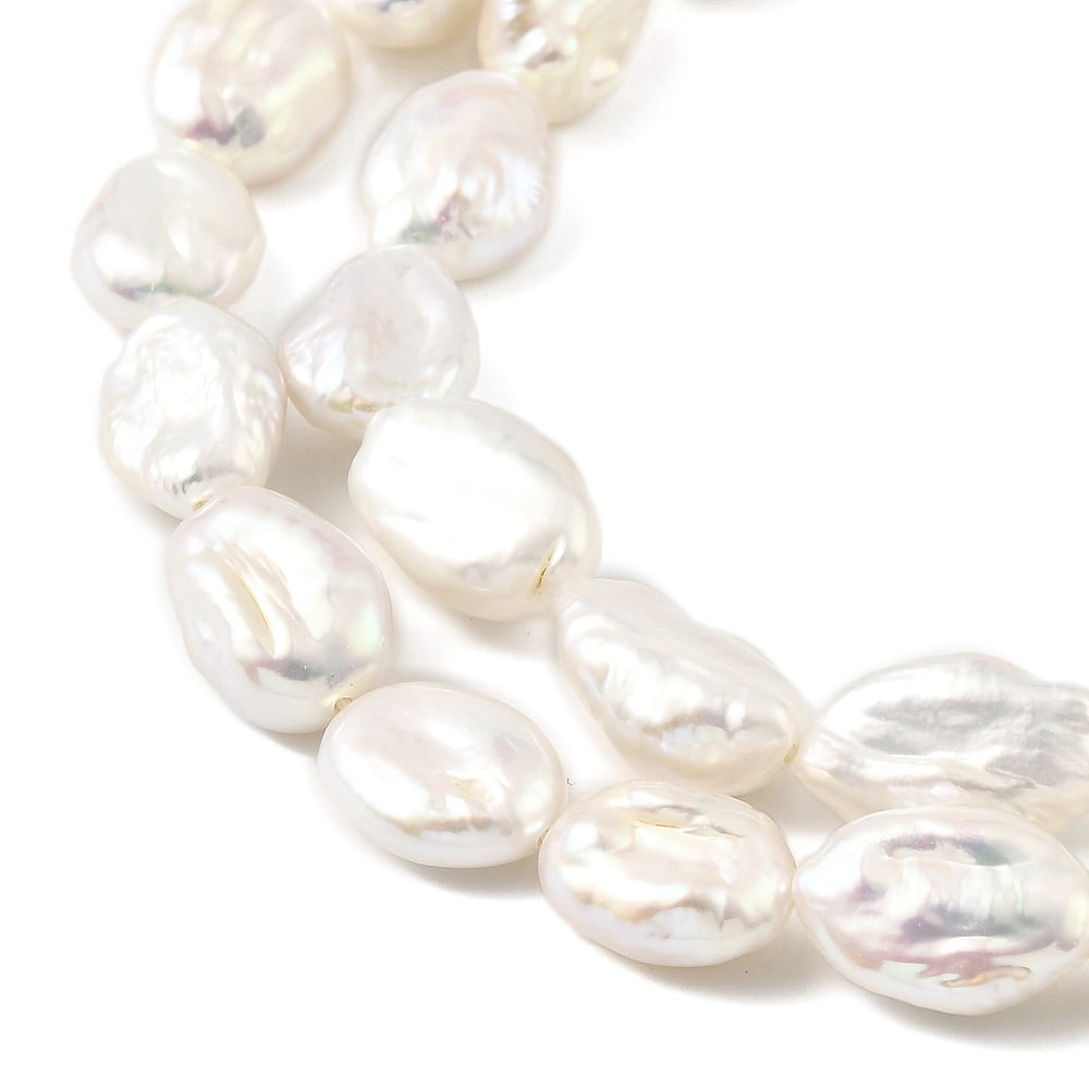 Baroque Natural Keshi Pearl Beads Strands Natural Cultured Freshwater Pearl 12~18x10.5~12.5x4~8mm Hole: 0.7mm 15.08~15.47 inch(38.3~39.3cm)