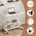 thumbnail image 6 of LIFERECORD Adjustable Height Standing Desk 31.5", Portable Rolling Desk on Wheels, Mobile Computer Desk with Lockable Wheels & 2-Tier Storage for Small Spaces Home Office, 6 of 9