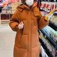 thumbnail image 6 of Lovskoo 2024 Womens Winter Coats Quilted Jacket Long Hooded Long Sleeve Thick Loose Cotton Padded Jacket Brown, 6 of 7
