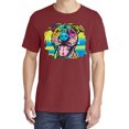 thumbnail image 2 of Wild Bobby,Cute Happy Smiling Dog Rainbow Pitbull Dog Lover Garment-Dyed Washed Look Short Sleeve Tees, Tomato, Medium, 2 of 3