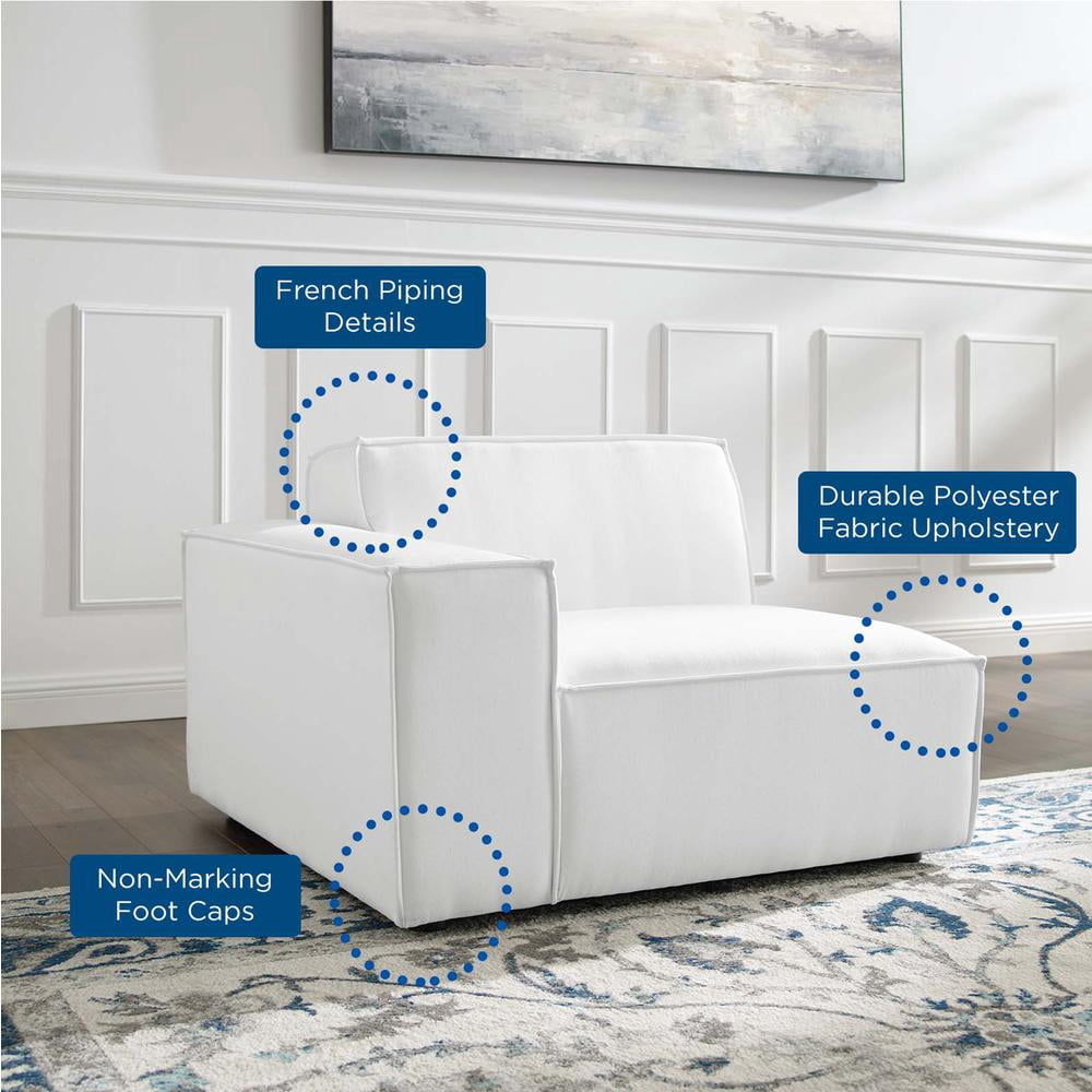 Modway Restore Polyester Fabric Left-Arm Sectional Sofa Chair in White