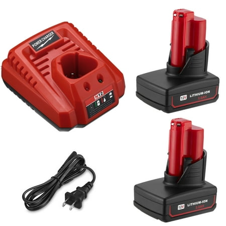 

Battery + Charger Kit 2-Pack 5.0Ah Battery & Fast Charger Kit for Milwaukee M-12 12V 48-11-2460 Power Tools