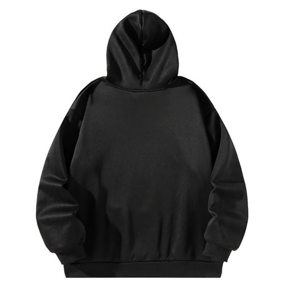 Sudadera con capucha y cordón ajustable, informal, negra, suave, con cordón ajustable L