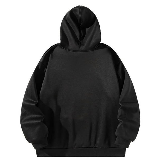 Sudadera con capucha y cordón ajustable, informal, negra, suave, con cordón ajustable L