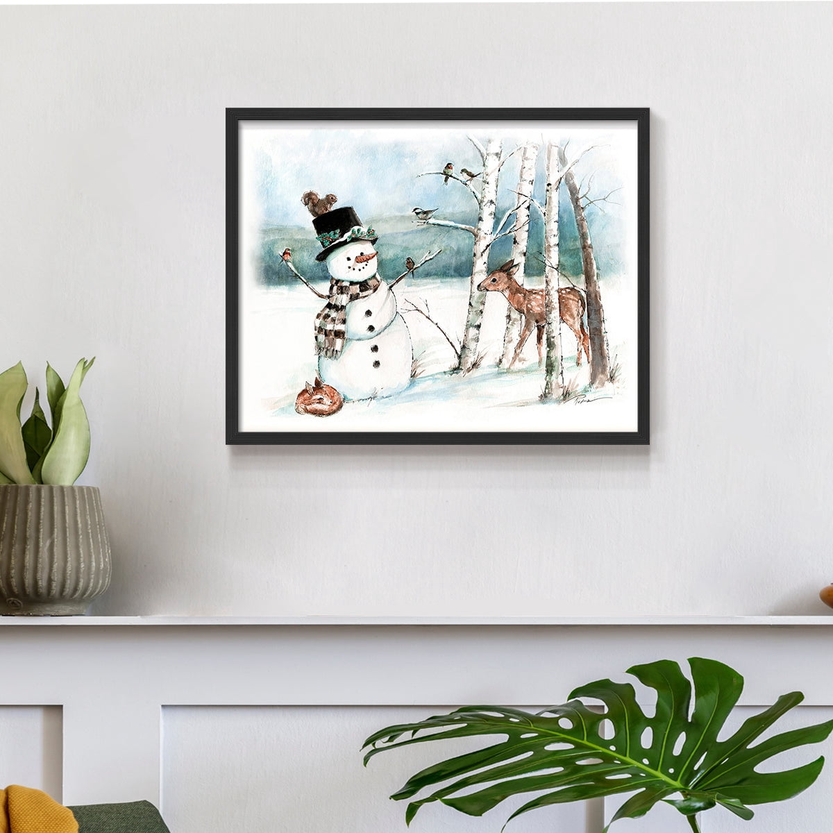 Snow Friends by Ruane Manning - Restickable Framed Giclée Print