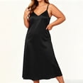 thumbnail image 5 of Fengqque Satin Nightgowns for Women Lace Sleepwear V-neck Silk Slip Sleepshirts Negligee Solid Color Nightwear Black XXXL, 5 of 9