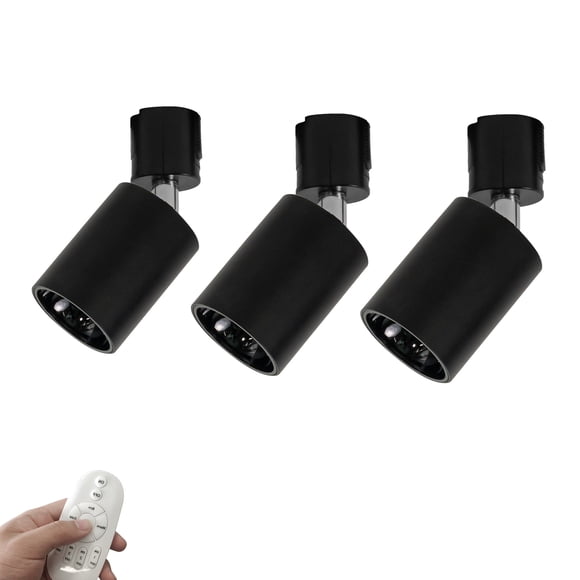 FSLiving J-Type Tracking Light with Remote Controller,4 Color Temperatures Adjustable Angle Swiveling 7W LED Spot Light Vintage Track Lighting Black Inside for Home Office - 3 Pack (No Track)