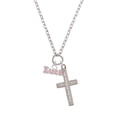 thumbnail image 2 of Delight Jewelry Pink ''Luck'' with Heart Everlasting Love Engraved Cross Zoey Necklace, 28", 2 of 4