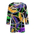 thumbnail image 5 of JGNGSHN Women Mardi Gras 3/4 Length Sleeve Tops Comfy Round Neck Shirts Carnival Party Cruise Blouses, 5 of 5