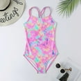 thumbnail image 2 of Zhuashum girl swimsuits 8-9 Years Summer Children's All Color Tie Dye Style Rainbow Color Hot Spring Beach Swimsuit Retro playsuit Pink, 2 of 9