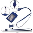 thumbnail image 6 of GOGO Badge Holder with Zip, Slim Double Sided PU Leather ID Card Holder Wallet Case with 5 Card Slots, 1 Side Zipper Pocket and Neck Lanyard/Strap, Vertical-BADGE REEL BLUE, 6 of 7