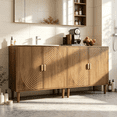 thumbnail image 5 of Smuxee Modern Wooden Bathroom Storage Cabinet with Carved Doors & Shelves, Freestanding Bathroom Storage Organizer,Walnut, 5 of 6