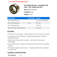 thumbnail image 2 of Front Wheel Bearing - Compatible with 2006 - 2021 Honda Civic EX-L 2007 2008 2009 2010 2011 2012 2013 2014 2015 2016 2017 2018 2019 2020, 2 of 2