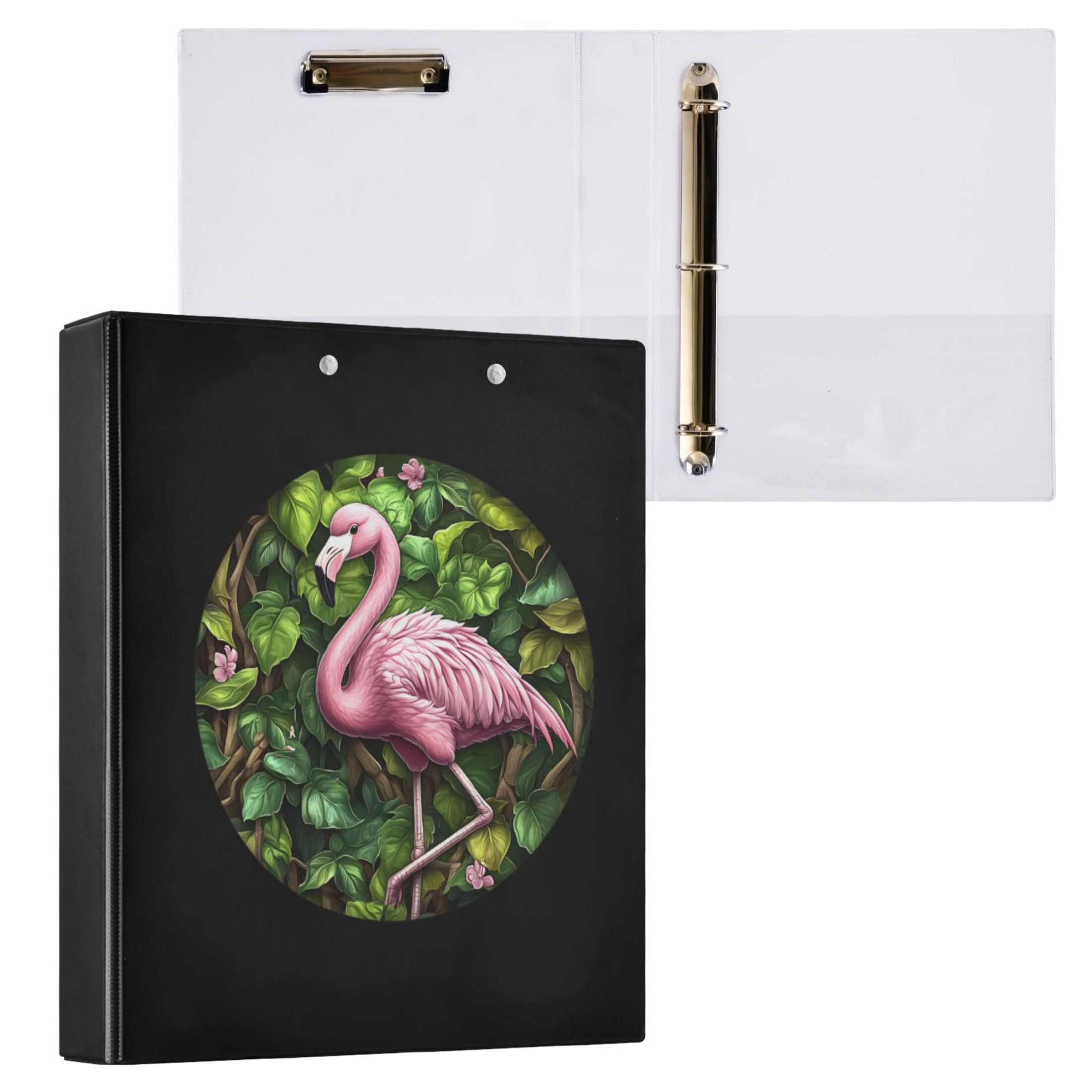joogoo Flamingo Tropical Hardcover 3 Ring Binder 1.5" Round Rings Interior Pockets Binders Organizer 1 Pack