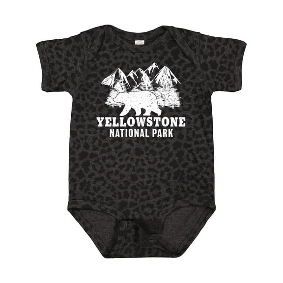 Inktastic Yellowstone National Park with Bear Mountains and Trees Boys or Girls Baby Bodysuit