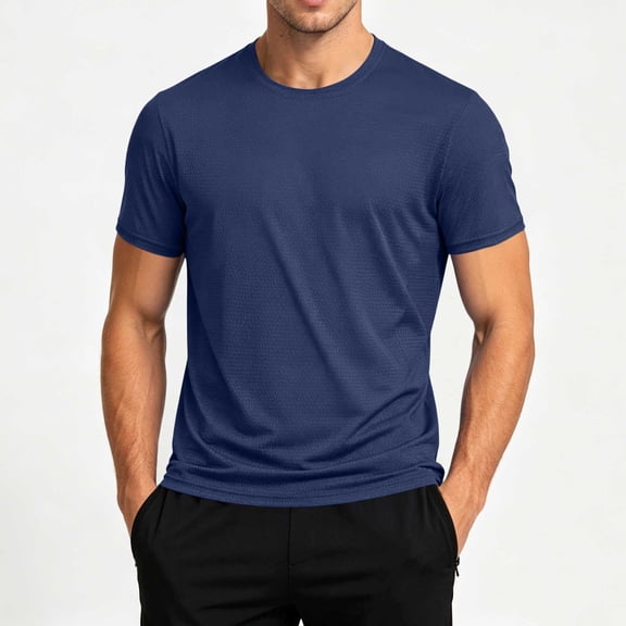 Cmfcve Plus Size Men's Dry Fit Tops Moisture Wicking Athletic T Shirt Short Sleeve Workout Running Shirts Crew Neck Basic Summer Tee