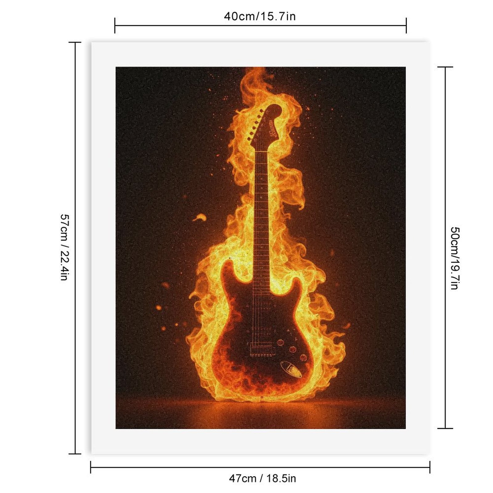 Paint By Numbers Kit for Adults Beginner - DIY Electric Guitar Flames Art Canvas Painting Kits for Adults, Frameless Paint By Number for Adults for Home Wall Decor 16x20 Inch
