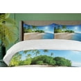 thumbnail image 4 of Ambesonne Tropic Duvet Cover Set, Suuny Ocean Palm Trees, King, White Green Blue, 4 of 6
