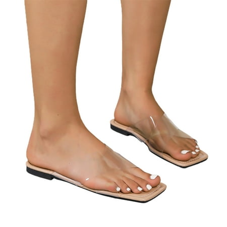 

ZHAGHMIN Flat Women Slippers Summer Solid Color Casual Open Toe Soft Bottom Breathable Shoes Sandals Vintage Womens Slippers Non-Slip Khaki Size8