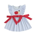 thumbnail image 2 of LYHaoo Back To School Girls Summer Dress With Bow Sleeveless Kids Cartoon Applique Party Dress For Toddler，Girls A-Line Dresses Sizes 2-3 Years Blue, 2 of 3