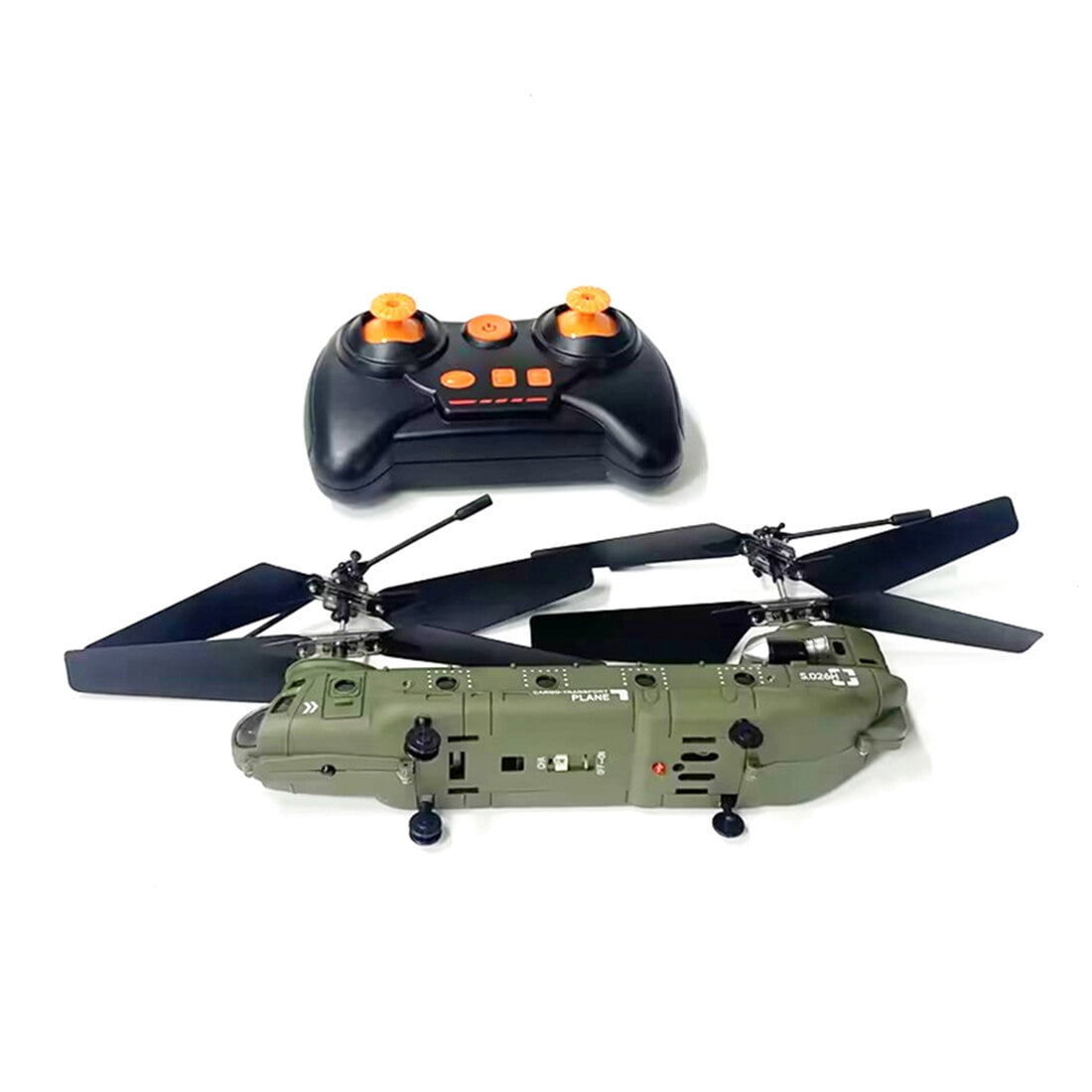 S026H RC Transport Helicopter Model, 2.4GHz 3CH Dual-Rotor Aircraft with Gyro Stabilizer & One-Key Functions, RTF Army Green Military Model for RC Hobbyists