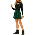 thumbnail image 4 of Unique Bargains Women's Star Printed Velvet High Waist Mini Suspender Skirt, 4 of 7