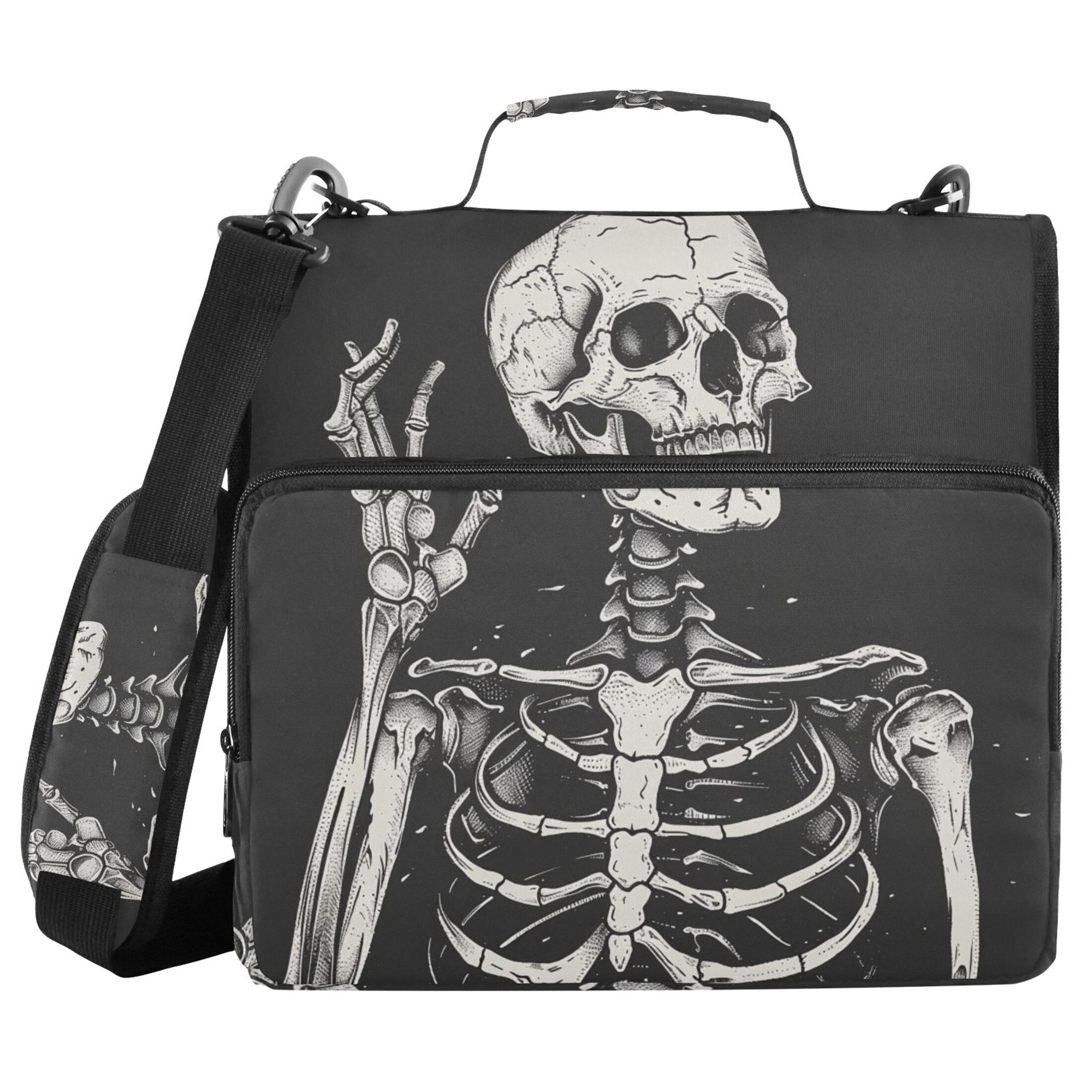 ALAZA Zipper Binder Bag Cool Human Skeleton 3 Ring File Folder Binder Organizer Bag