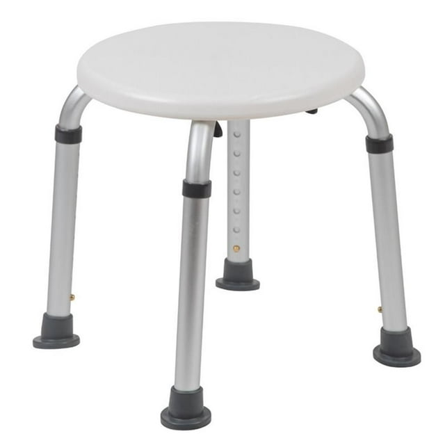 Pemberly Row 18" Round Adjustable Bath and Shower Stool in White