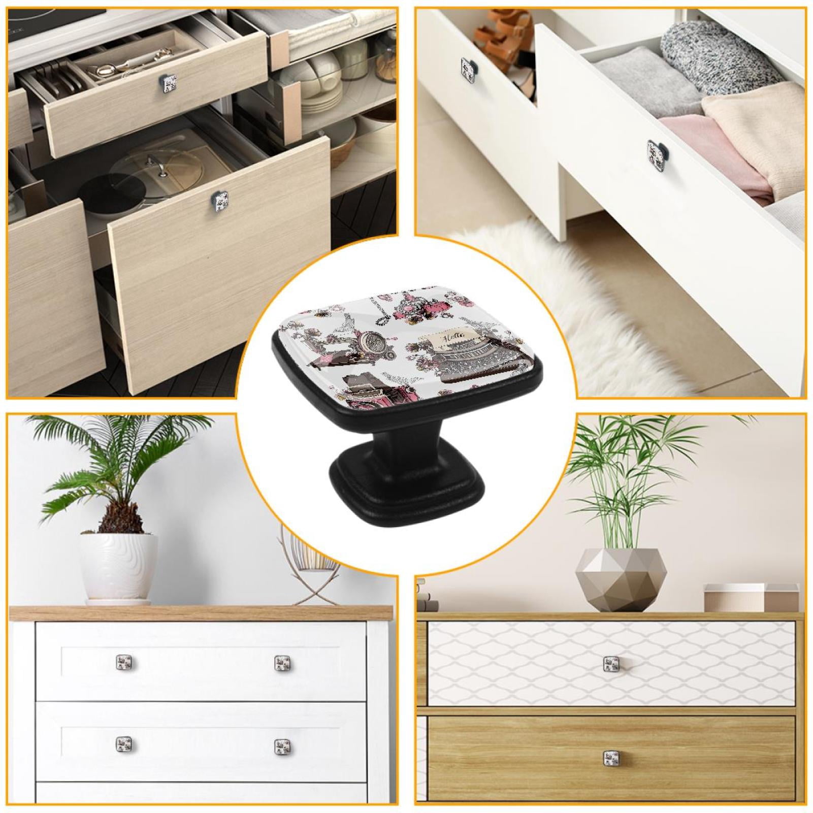 4 Pcs Cabinet Handle Drawer Pulls Sewing Machine Knobs with Screws Square Furniture Office Cabinet Knob Decoration