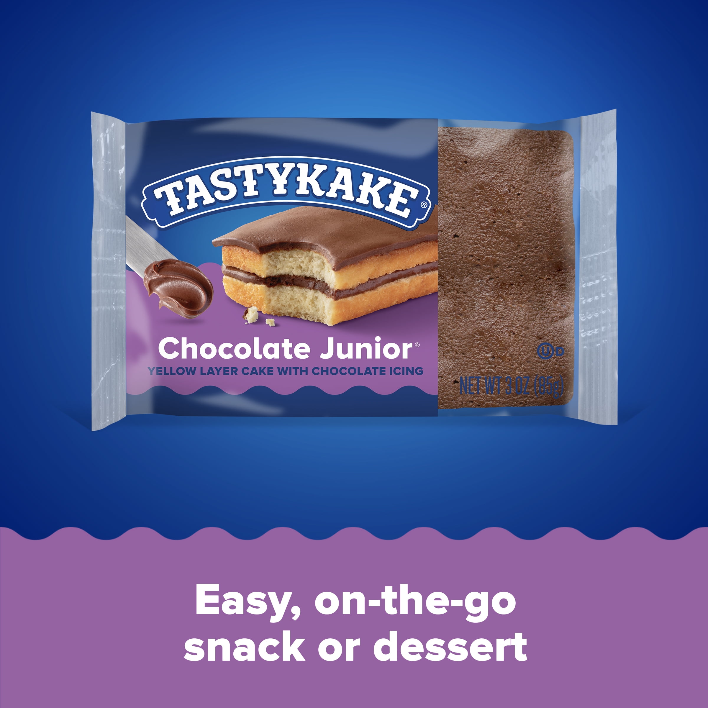 Tastykake Chocolate Juniors, Individually Wrapped Snack Cake, 3 oz, Shelf-Stable