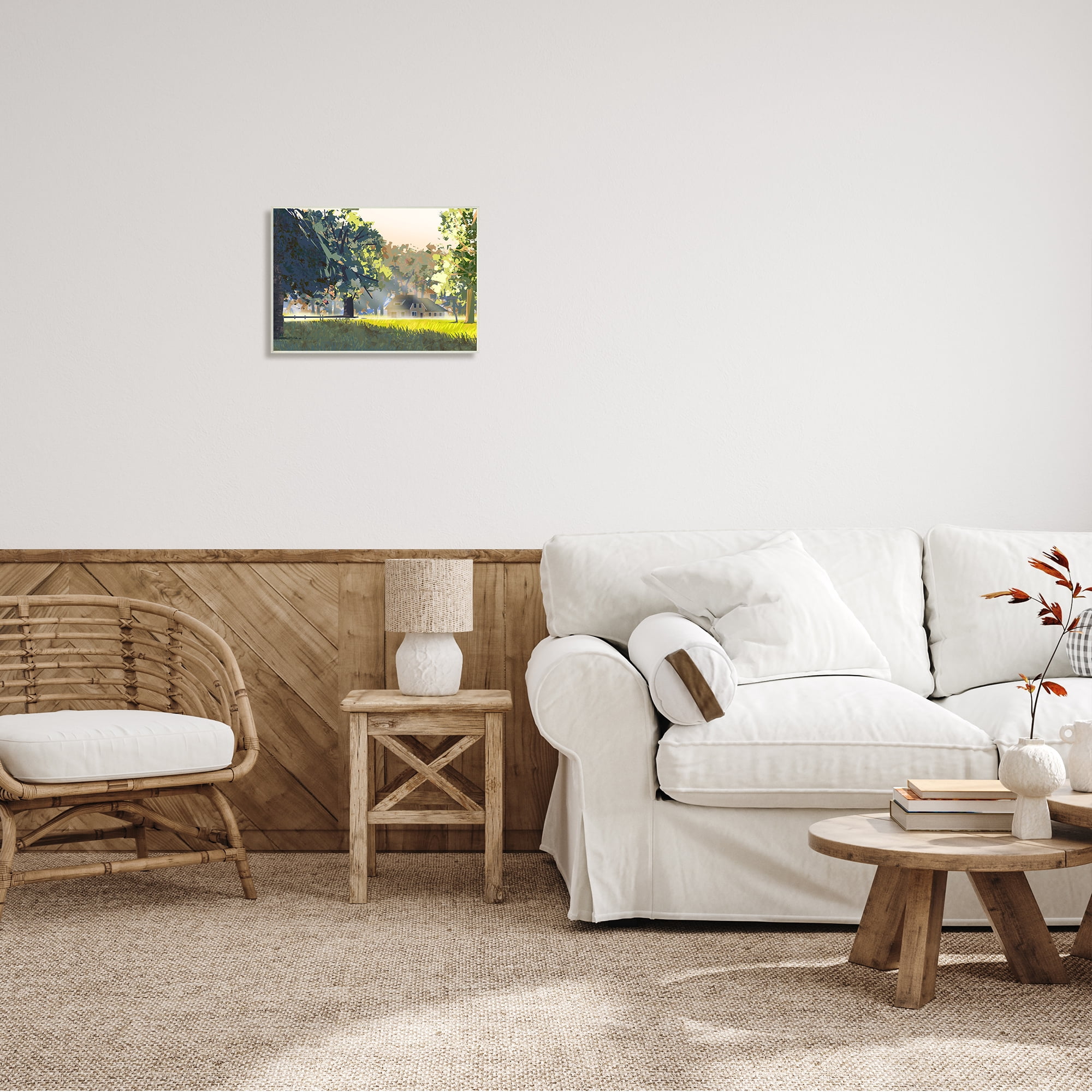 Stupell Industries Modern Cottage Home Landscape Geometric Shapes Abstract Trees, 19 x 13,Design by Ziwei Li